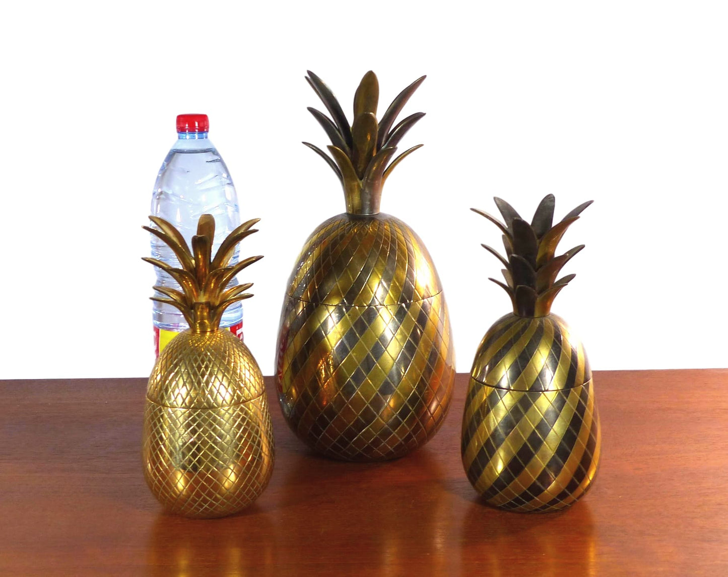 Trio d’ananas en laiton doré