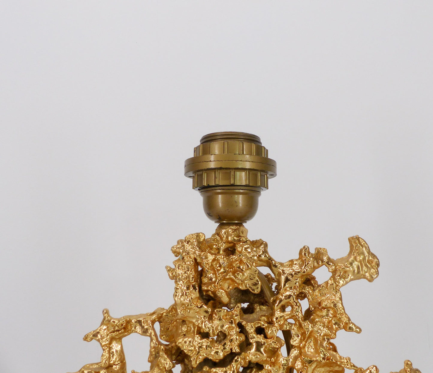 Hollywood Regency lamp base in exploded bronze and quartz Claude Victor Boeltz 1980