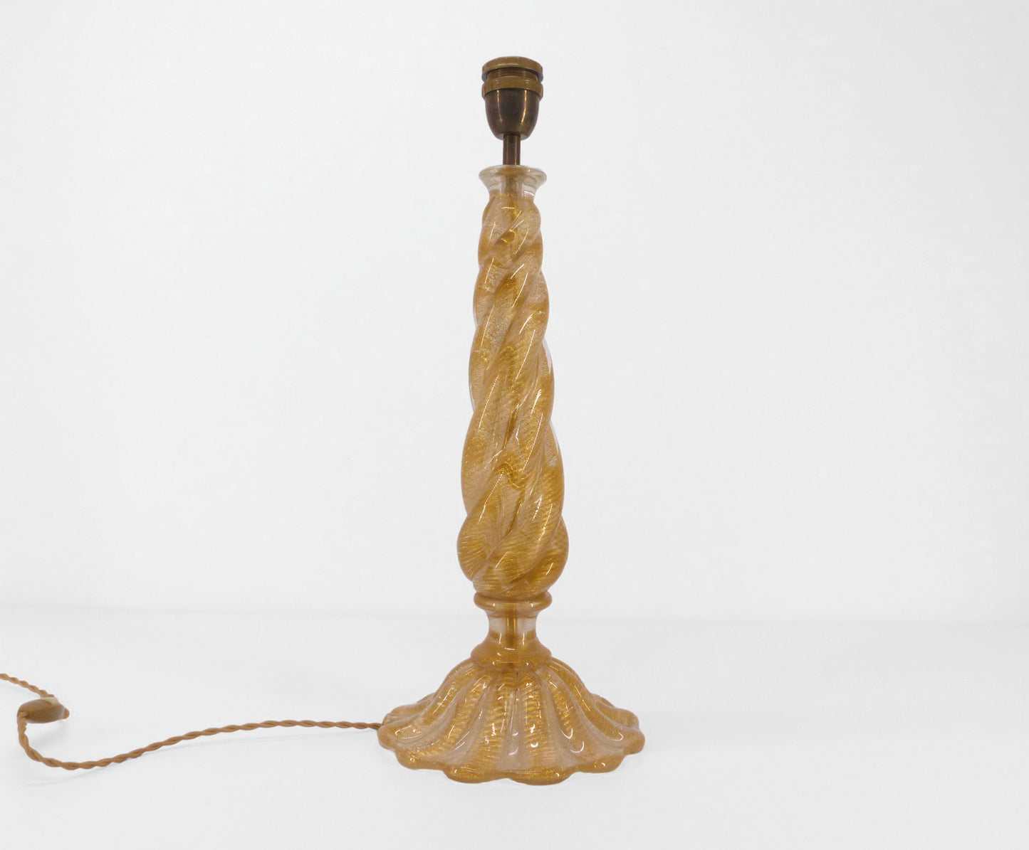 PIED DE LAMPE MURANO BAROVIER TOSO À FÛT COLONNE TORSADÉE 1960