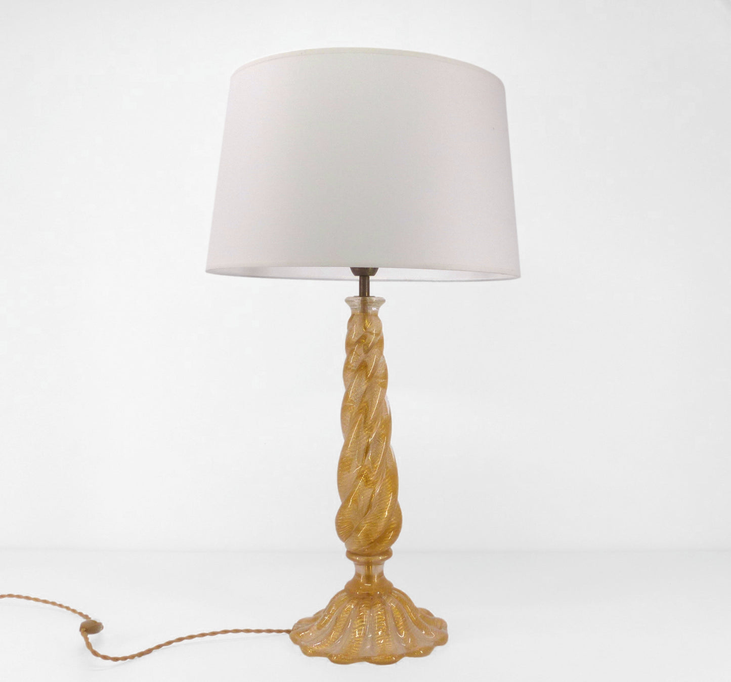 MURANO BAROVIER TOSO LAMP BASE WITH TWISTED COLUMN SHAFT 1960