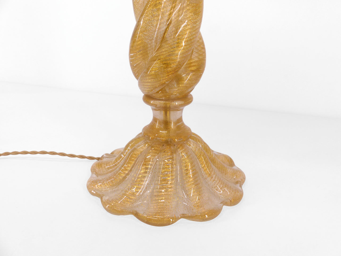 PIED DE LAMPE MURANO BAROVIER TOSO À FÛT COLONNE TORSADÉE 1960