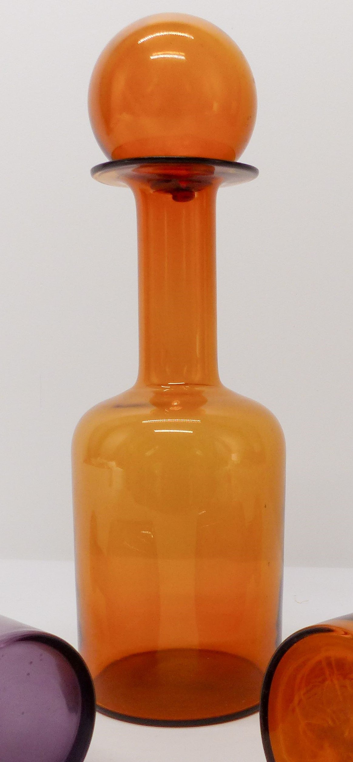 Vases bouteille scandinave orange Otto Brauer 1960