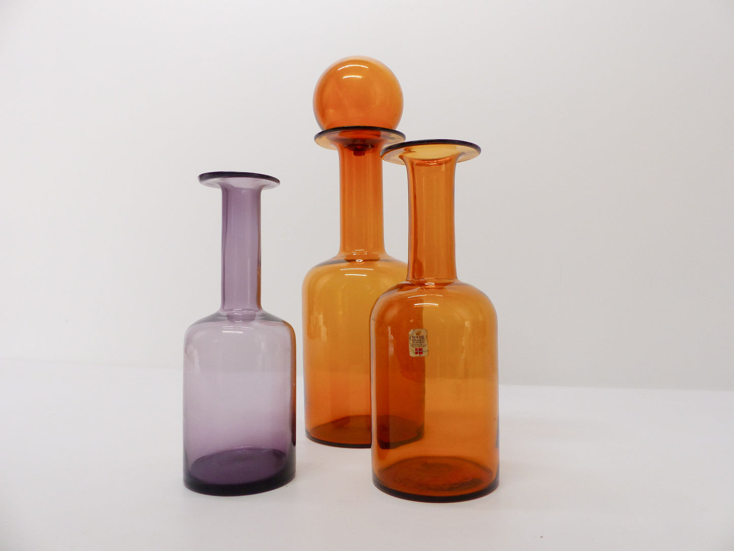 Set of 3 Scandinavian bottle vases Otto Brauer 1960