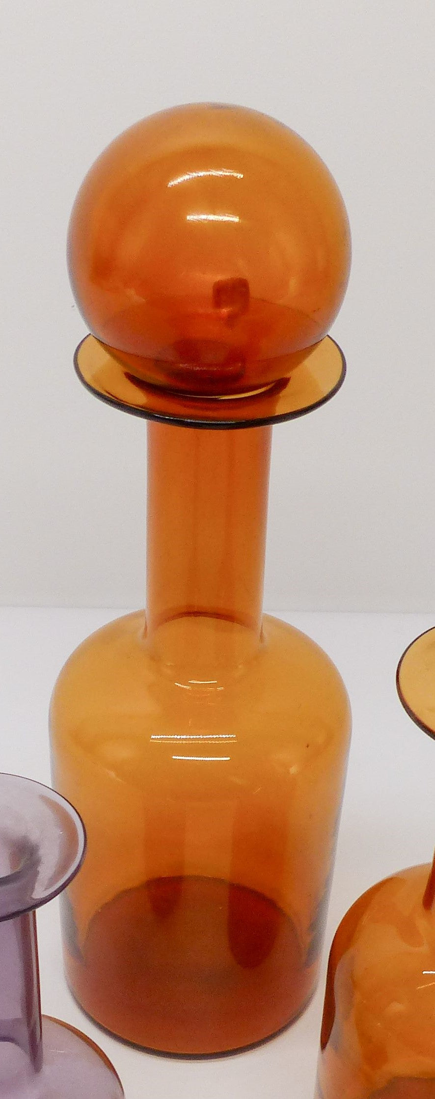 Vases bouteille scandinave orange Otto Brauer 1960