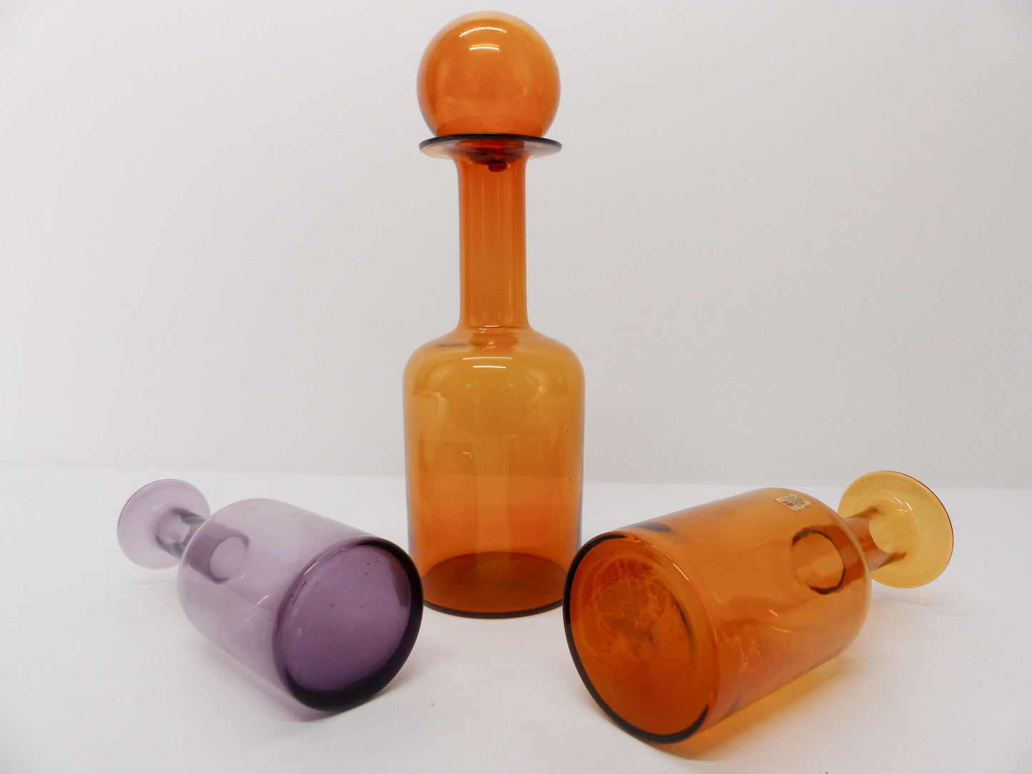 Set of 3 Scandinavian bottle vases Otto Brauer 1960