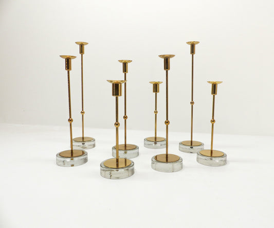 Set of 8 Scandinavian candlesticks Gunnar Ander for Ystad Metall 1960