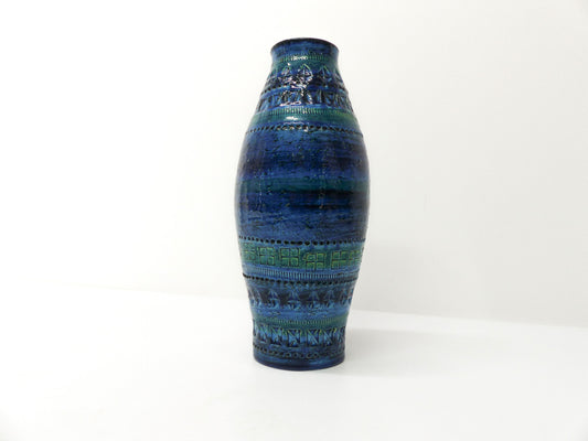 VASE EN CÉRAMIQUE BLEUE RIMINI ALDO LONDI POUR BITOSSI 1960