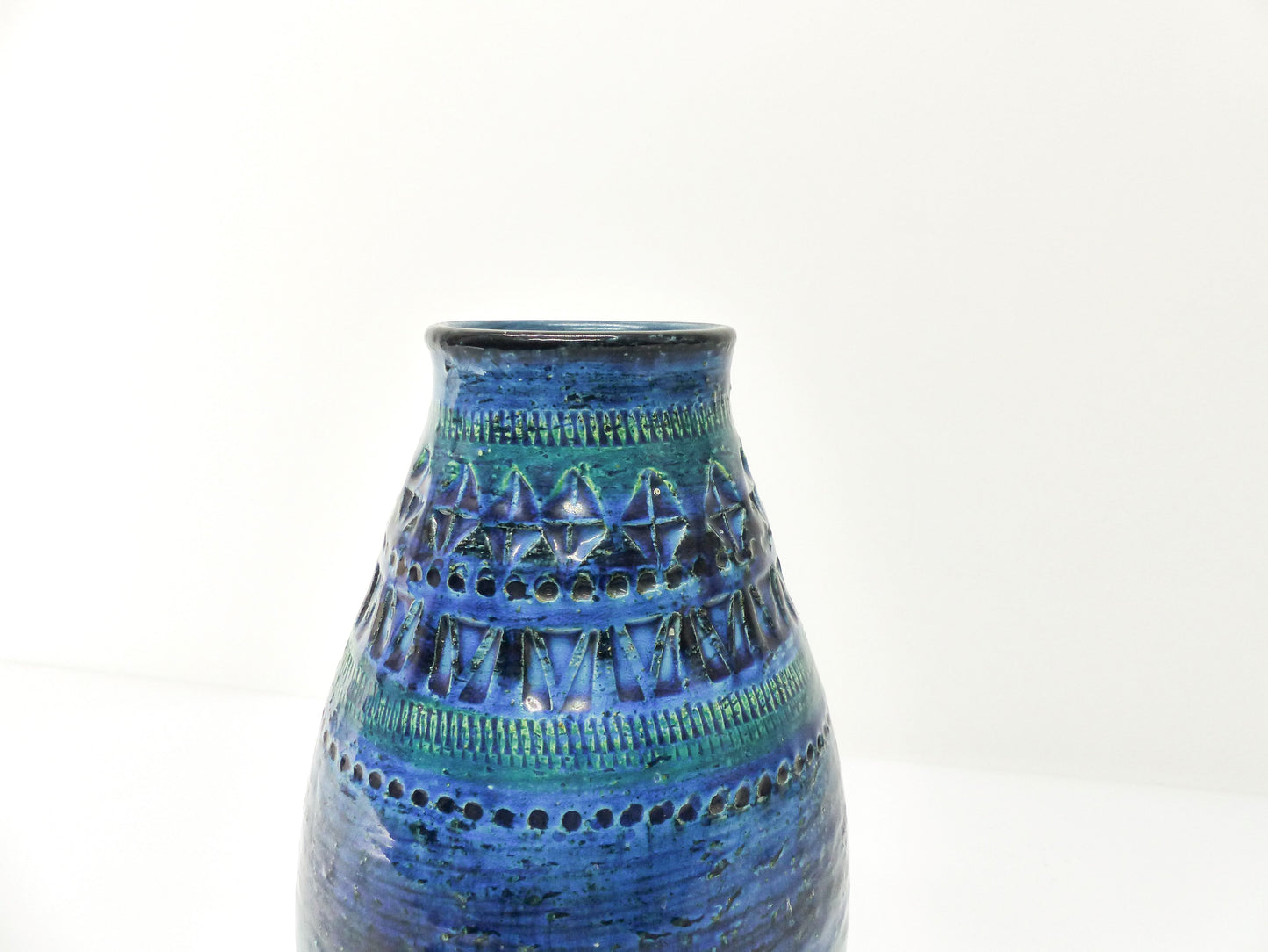 VASE EN CÉRAMIQUE BLEUE RIMINI ALDO LONDI POUR BITOSSI 1960