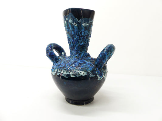 VASE EN CÉRAMIQUE FAT LAVA BLEU ZANDRINI VALLAURIS 1960