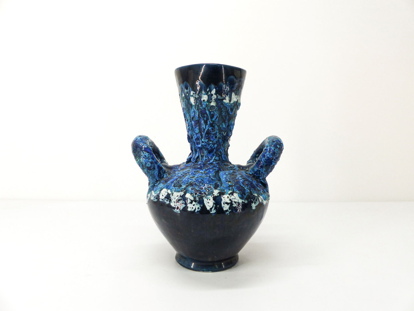 VASE EN CÉRAMIQUE FAT LAVA BLEU ZANDRINI VALLAURIS 1960