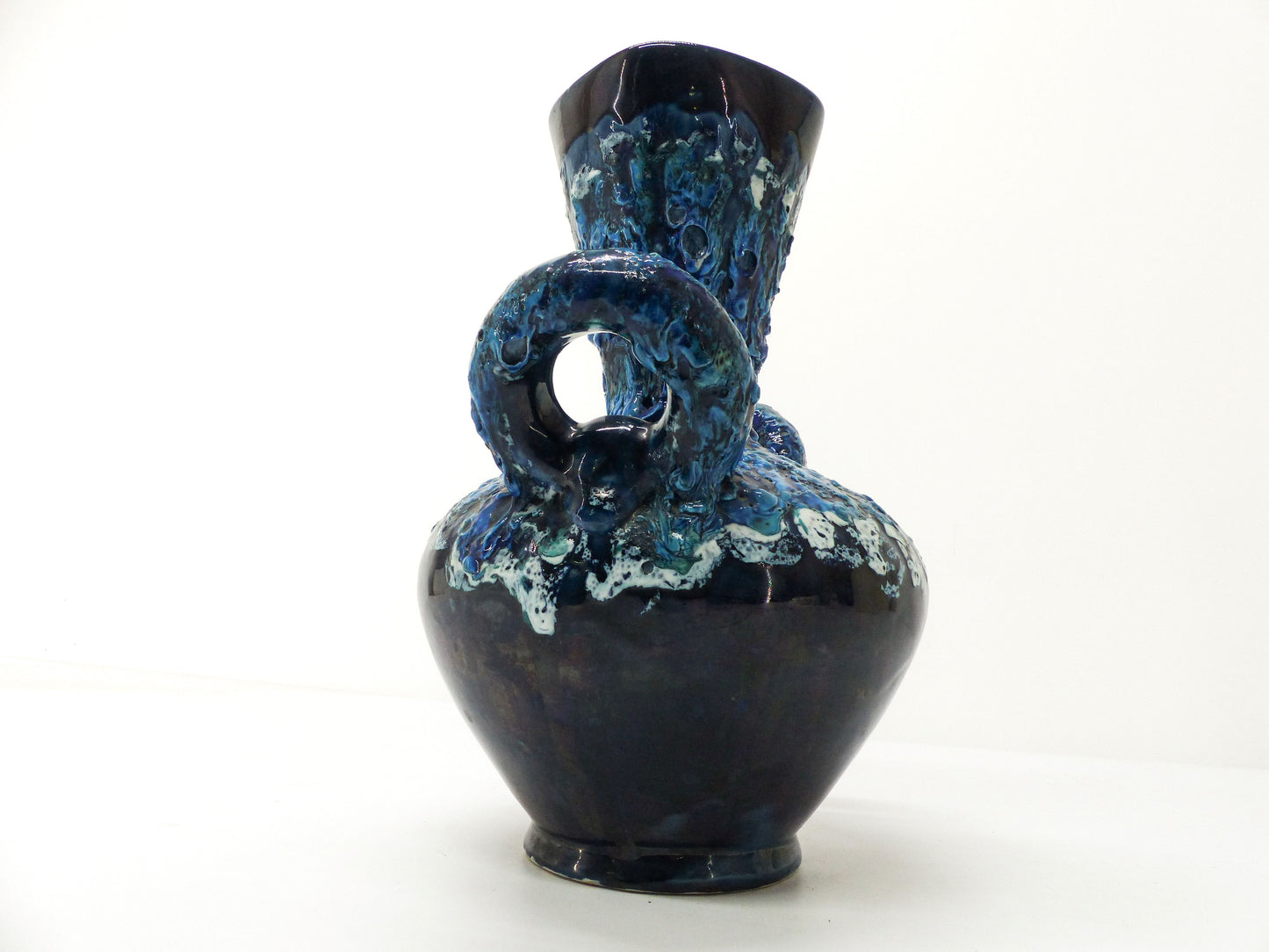 VASE EN CÉRAMIQUE FAT LAVA BLEU ZANDRINI VALLAURIS 1960