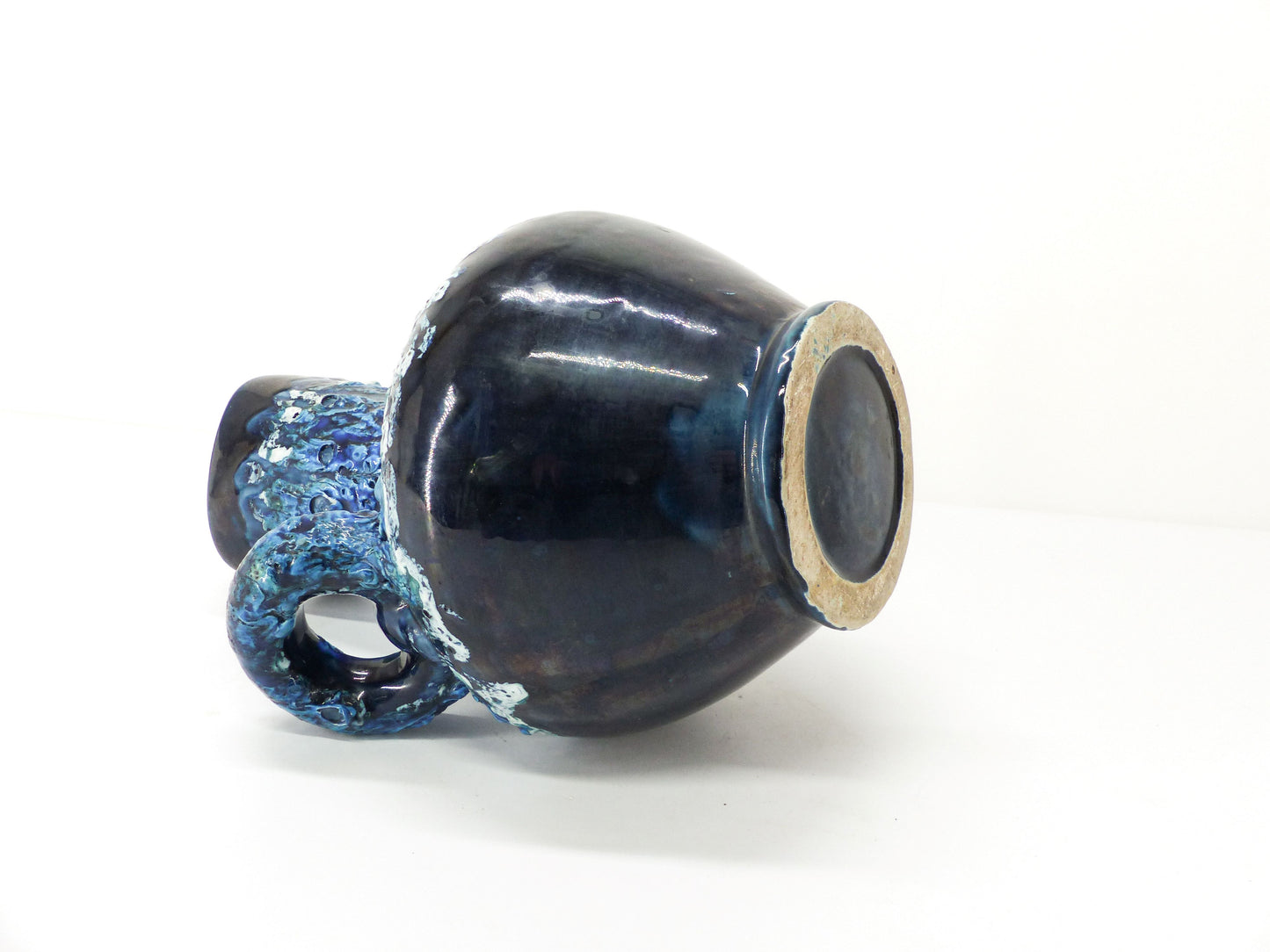 VASE EN CÉRAMIQUE FAT LAVA BLEU ZANDRINI VALLAURIS 1960