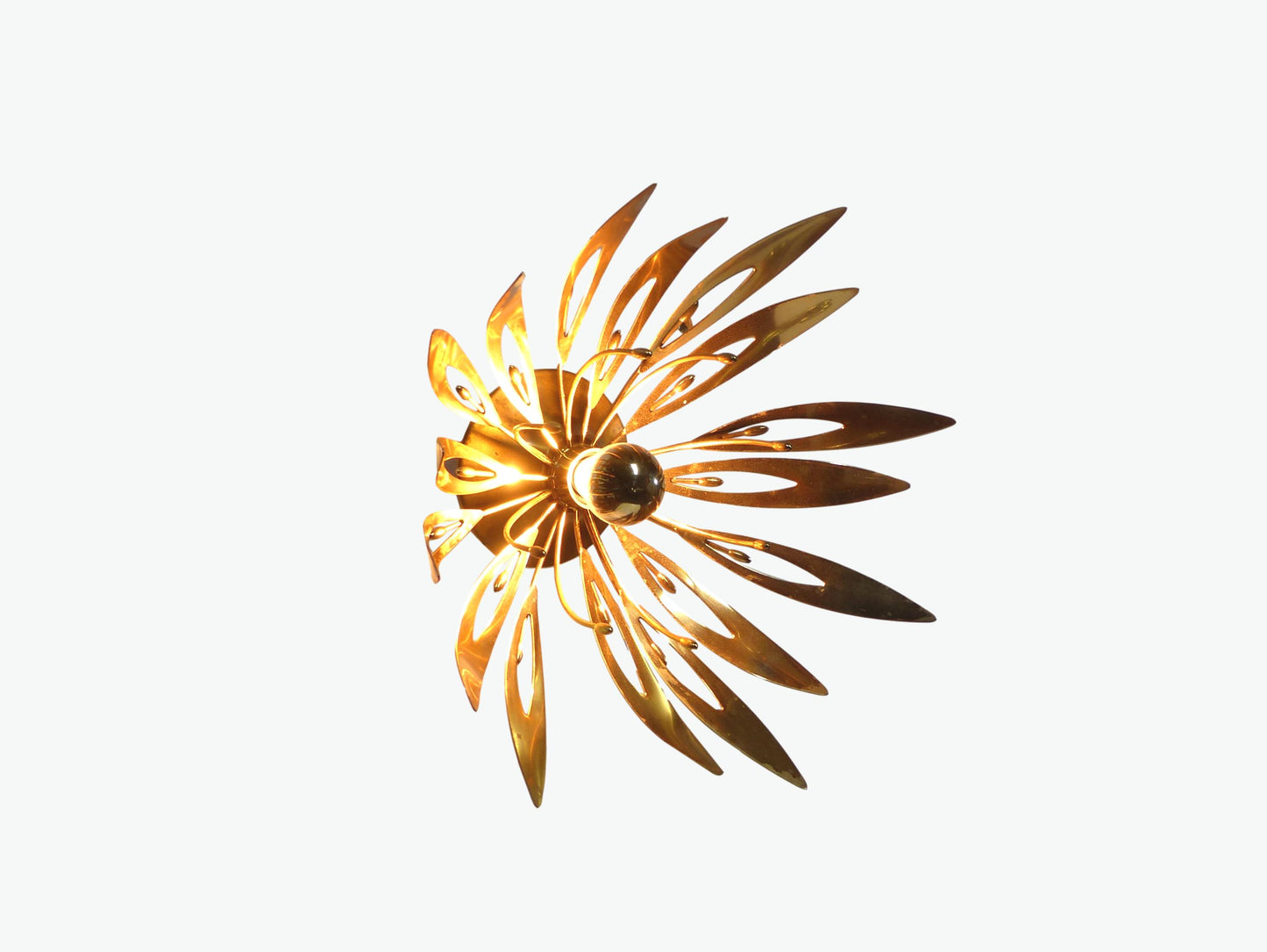 PAIRE D'APPLIQUES FLEURS DORÉES 1970