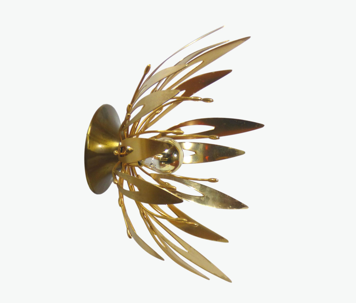 PAIRE D'APPLIQUES FLEURS DORÉES 1970