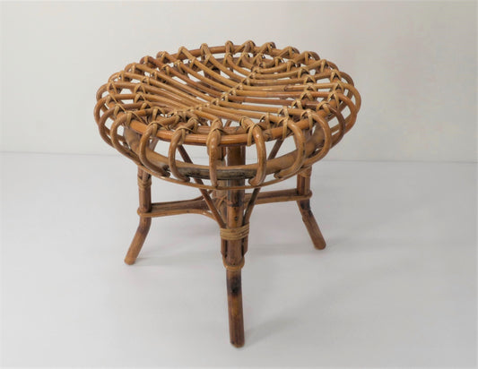 OTTOMAN RIVIERA STOOL IN BAMBOO AND RATTAN FRANCO ALBINI 1960