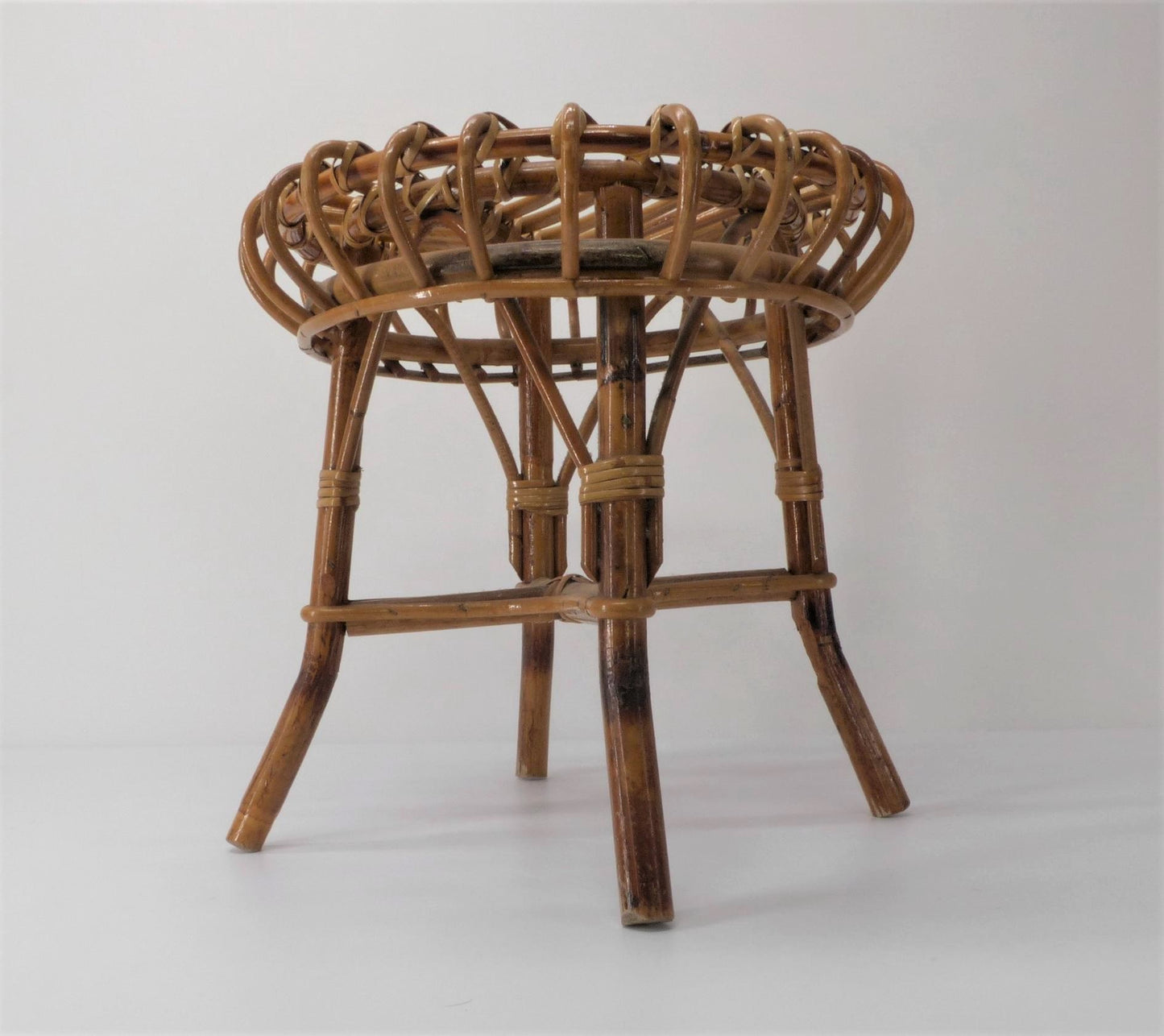 OTTOMAN RIVIERA STOOL IN BAMBOO AND RATTAN FRANCO ALBINI 1960