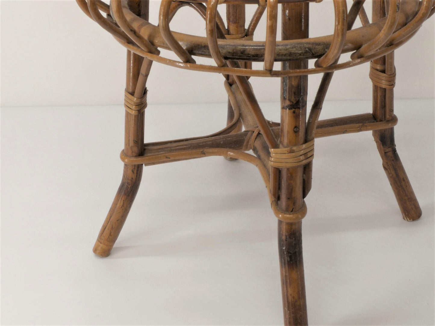 OTTOMAN RIVIERA STOOL IN BAMBOO AND RATTAN FRANCO ALBINI 1960