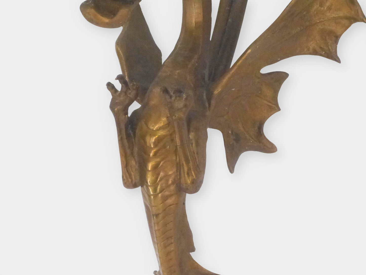 APPLIQUE XXL DRAGON EN BRONZE DORÉ 2 FEUX 1920