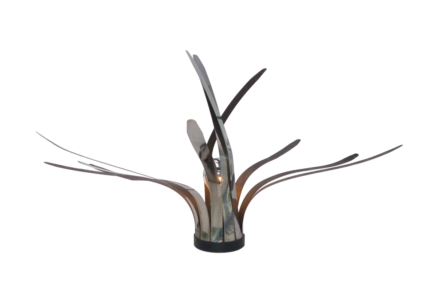 Chrome kinetic sculpture flower lamp Bernard Gitton 1980