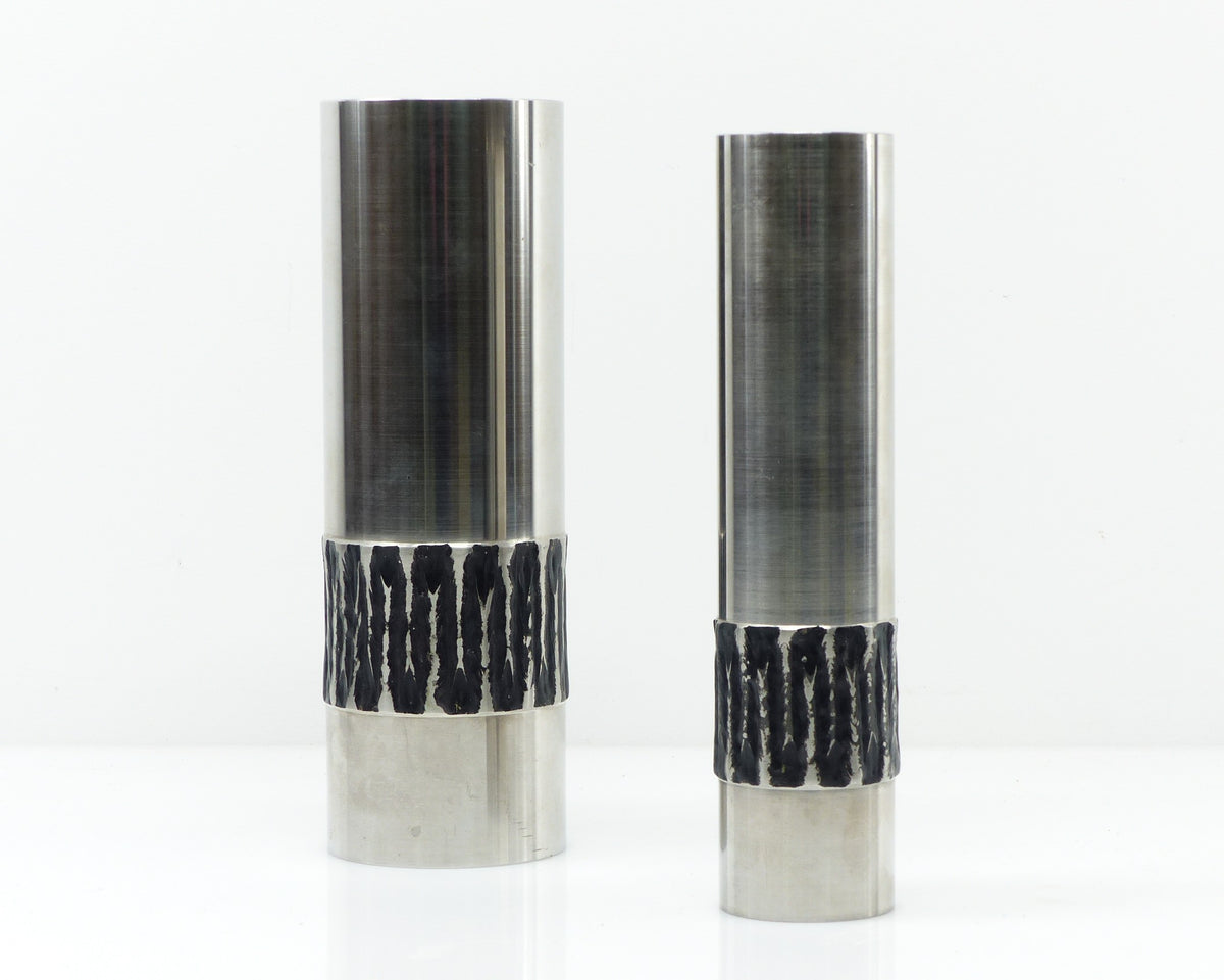 Set of two BMF brutalist metal vases – Germany, 1970s