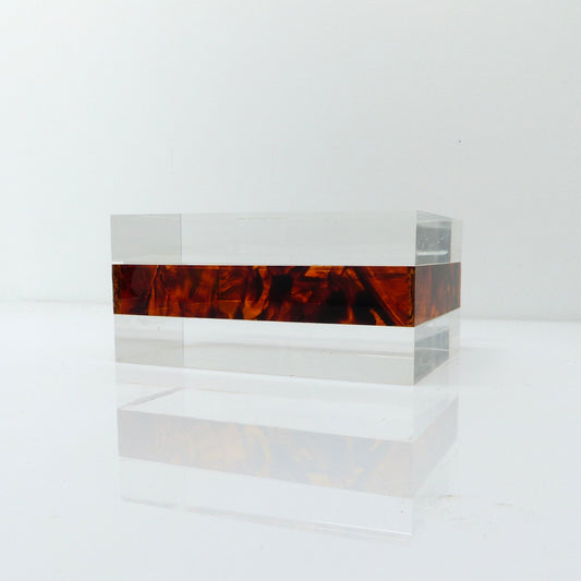 Boîte en lucite bicolore signée Philippe Cheverny, Kit Design, circa 1970