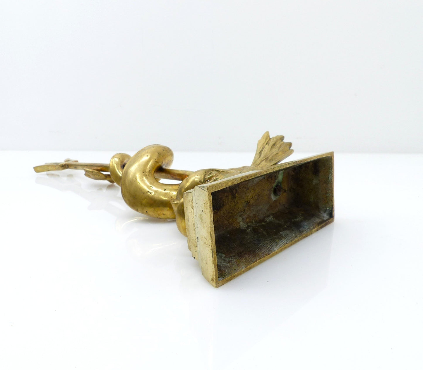 Large Patinated Brass Dolphin and Neptune Trident Doorstop – Europe, 20th Century