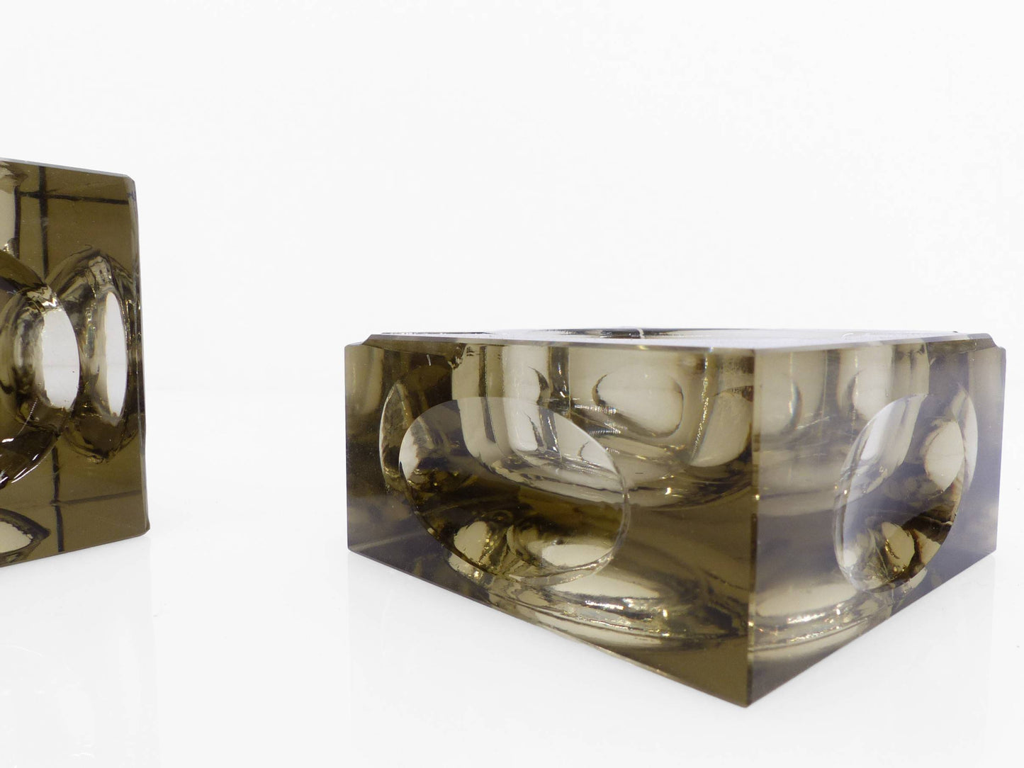 Space Age Smoked Murano Glass Ashtray and Table Lighter Set, Antonio Imperatore, Italy, 1970