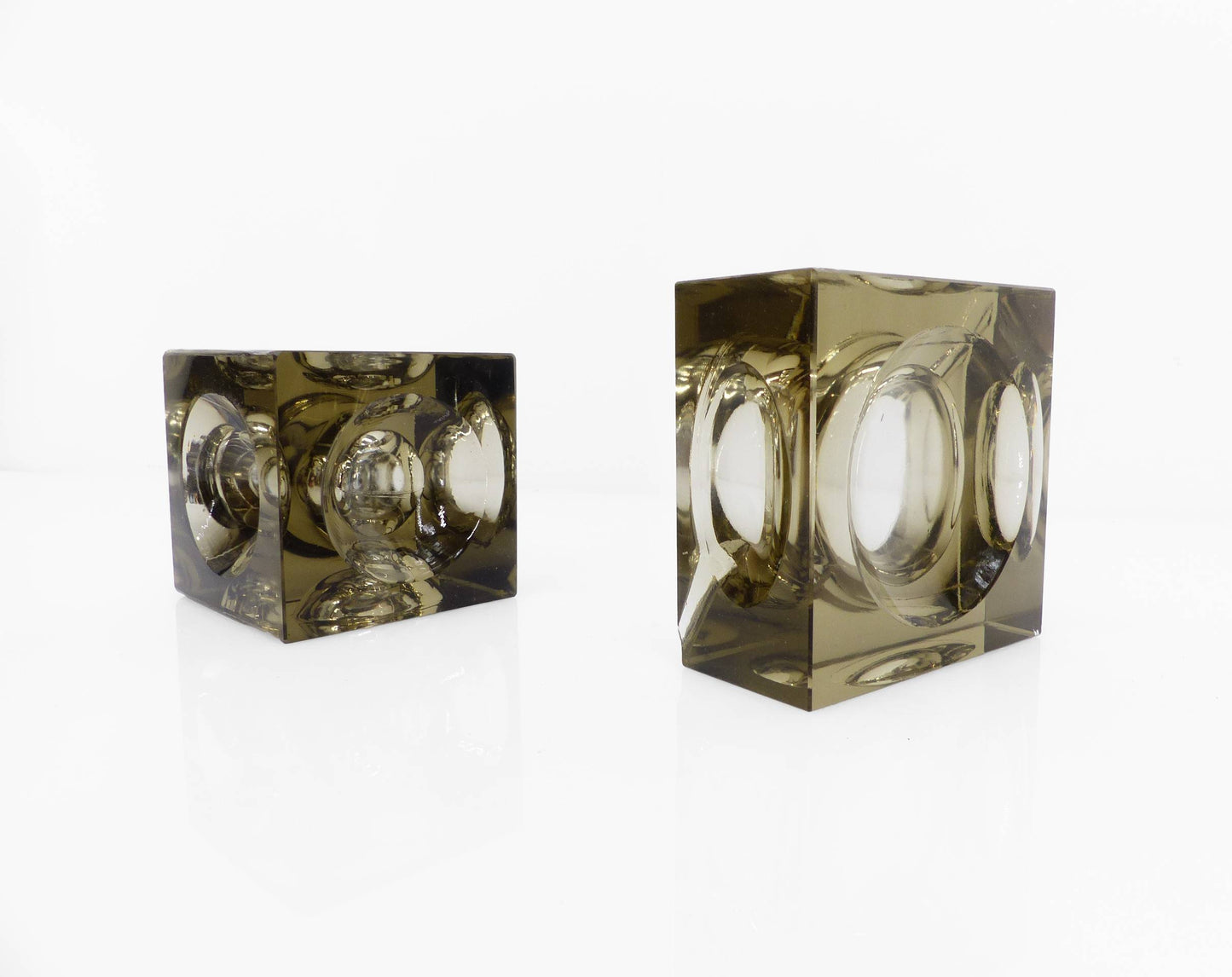 Space Age Smoked Murano Glass Ashtray and Table Lighter Set, Antonio Imperatore, Italy, 1970