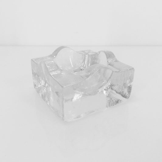 Cendrier en verre clair signé Bertil Vallien, série Puzzle pour Boda Åfors, Suède, circa 1970
