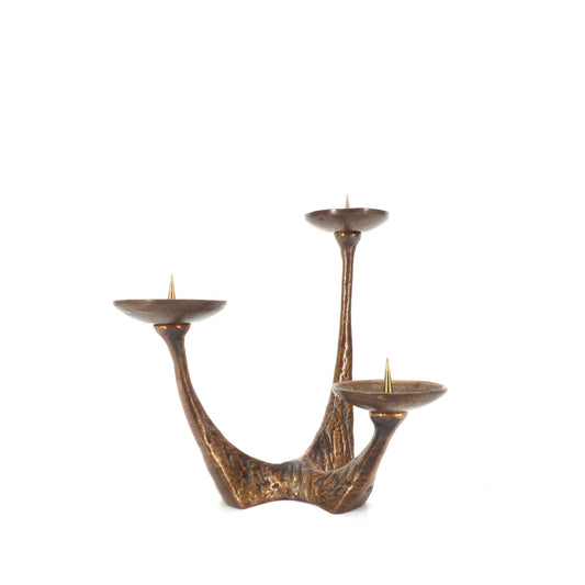 Chandelier brutaliste vintage en bronze Kunsthaus Kopp 1960