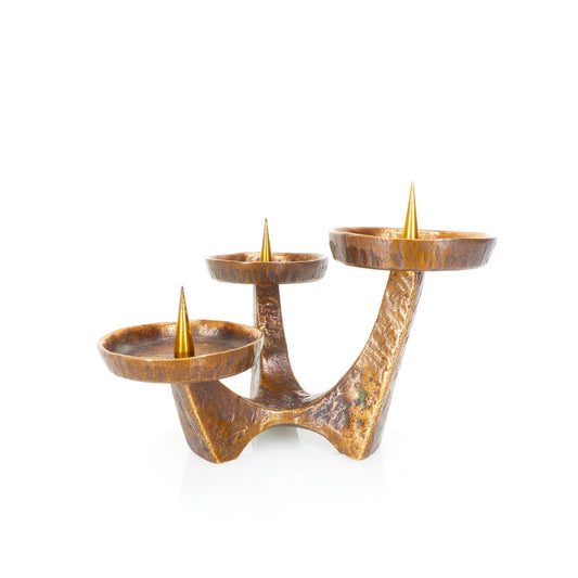 Chandelier brutaliste vintage en bronze 1960-1970
