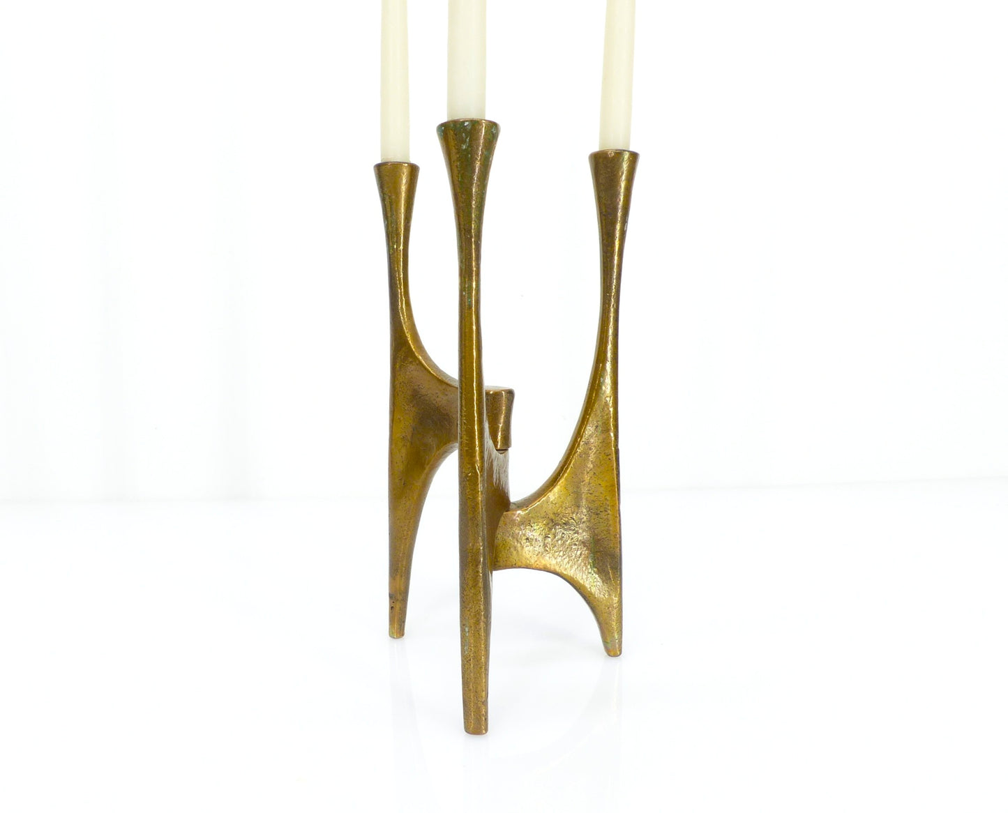 Chandelier tripode brutaliste en bronze, Michael Harjes, Allemagne, circa 1960