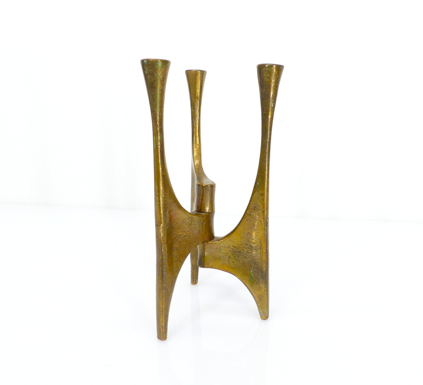 Chandelier tripode brutaliste en bronze, Michael Harjes, Allemagne, circa 1960