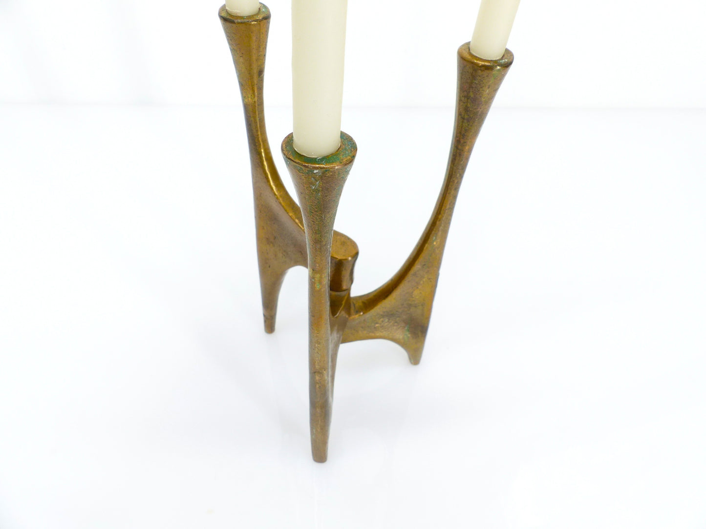 Chandelier tripode brutaliste en bronze, Michael Harjes, Allemagne, circa 1960