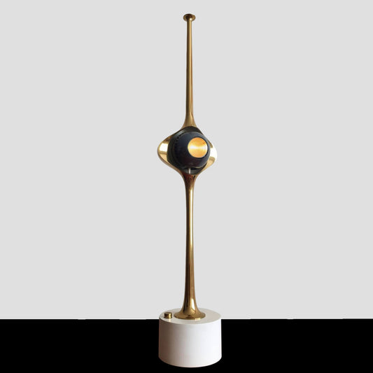 Lampe de table Cobra en laiton par Angelo Lelli pour Arredoluce, design italien moderniste / Brass lamp, Italian mid-century modern