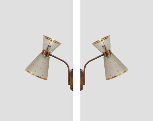 PAIR OF DIABOLO GLASS WALL LIGHTS