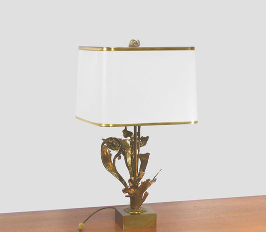 GILT BRONZE LAMP BASE WITH FOLIAGE 1970