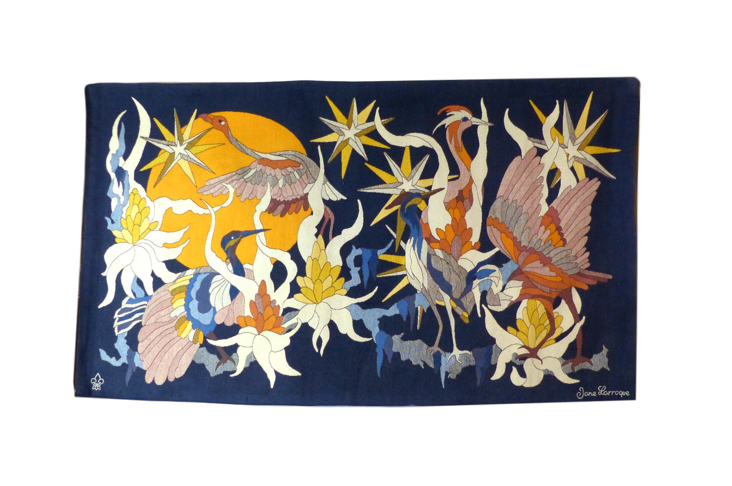 Tapisserie oiseaux au crépuscule Jane Larroque