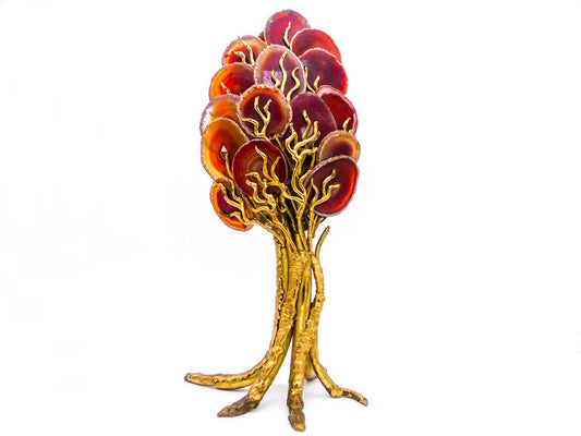 LAMPE SCULPTURE, ARBRE EN LAITON ET AGATE 1970 RICHARD FAURE