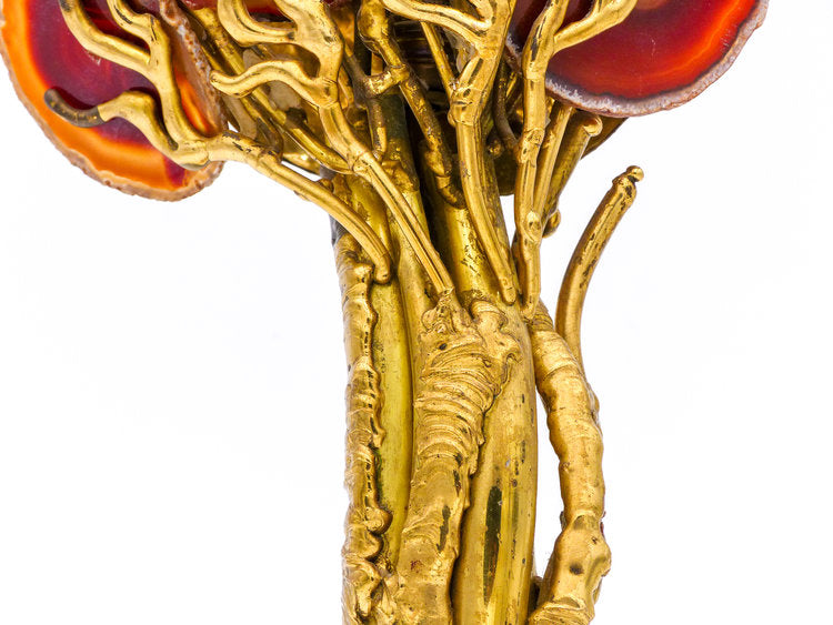 LAMPE SCULPTURE, ARBRE EN LAITON ET AGATE 1970 RICHARD FAURE