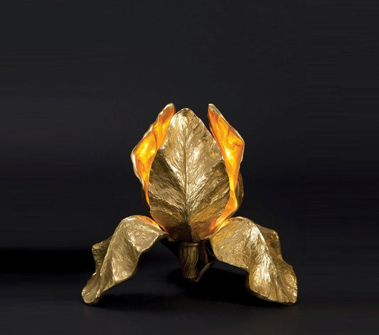  Golden Bronze Iris Lamp by Maison Charles