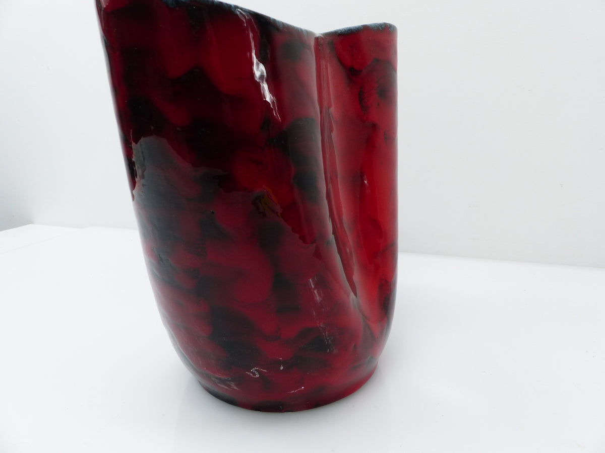 Italian Fat Lava polychrome ceramic vase with stylised young woman – 1960s