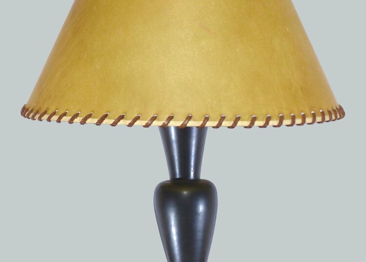 FRENCH BALUSTER LAMP IN GLOSSY BLACK ENAMELED EARTHENWARE 1950