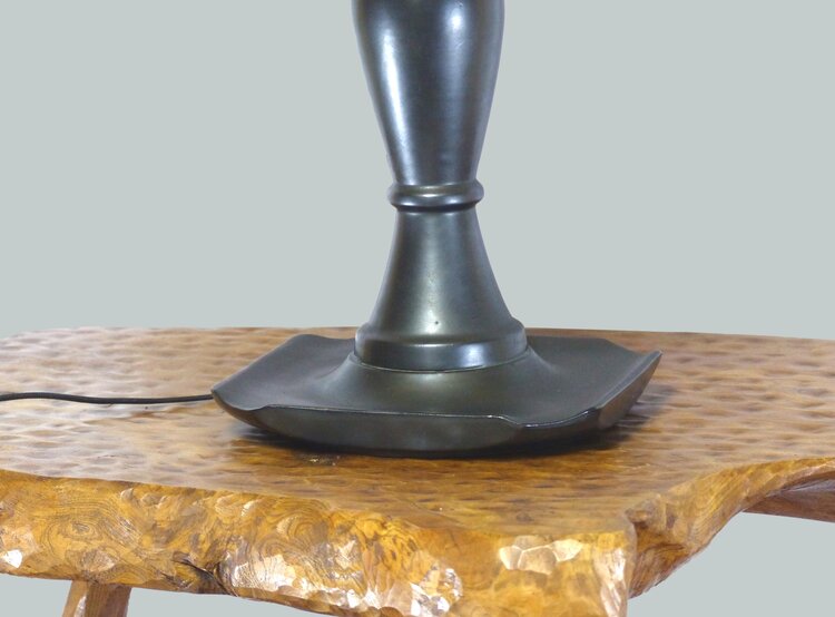 LAMPE BALUSTRE EN FAÏENCE ÉMAILLÉE NOIRE LUSTRÉE 1950