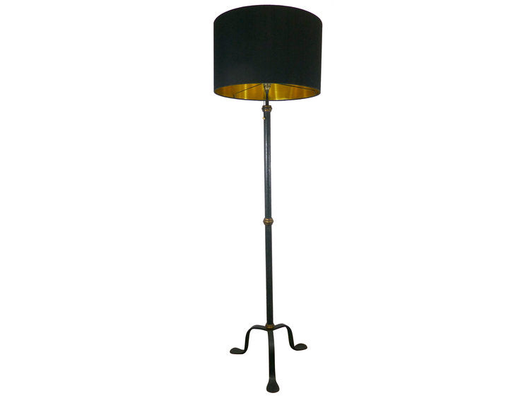 TRIPOD PATINATED IRON FLOOR LAMP BASE 1940