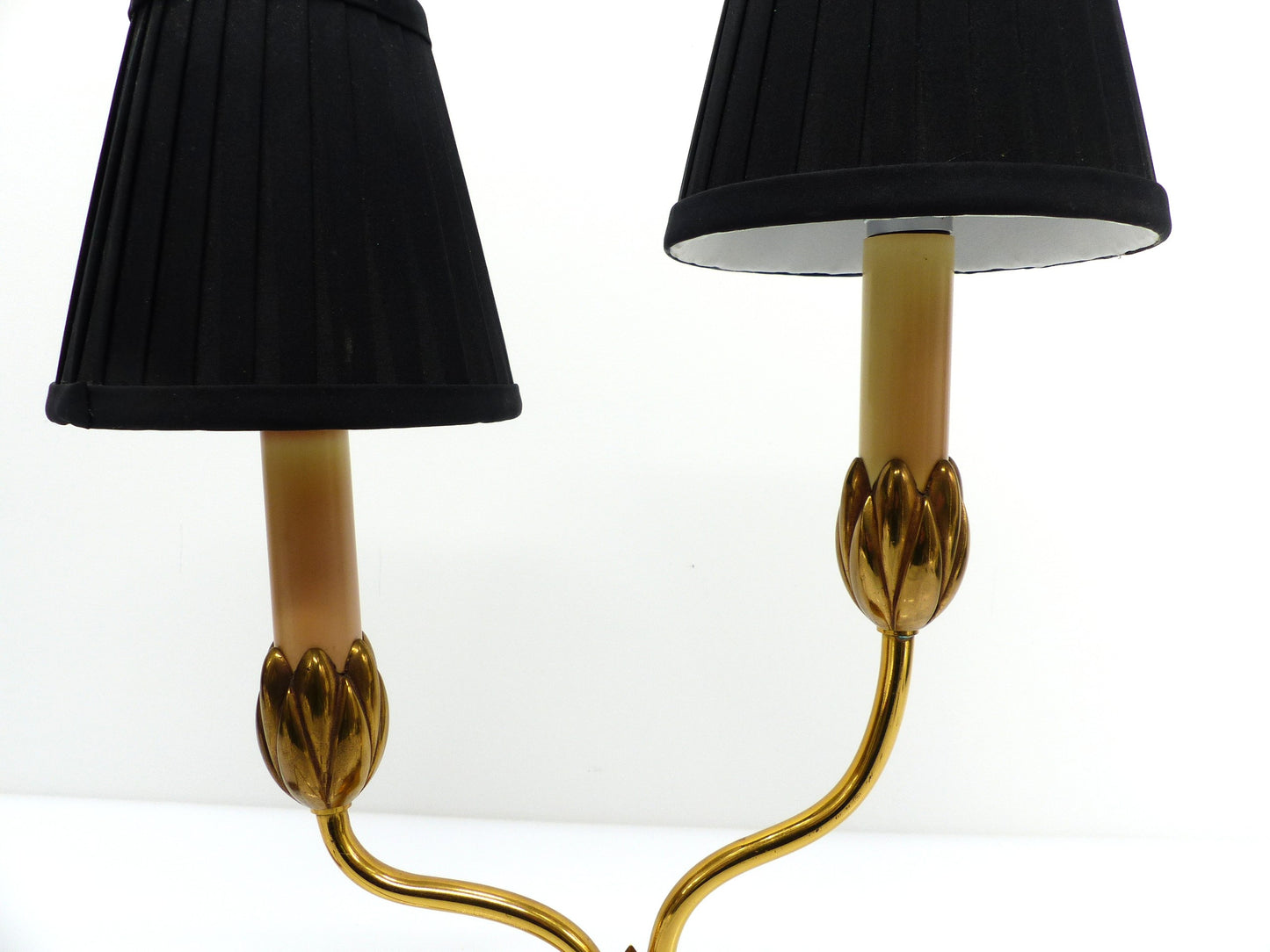 Lampe en bronze nénuphar à deux bras, Lucien Gau, France 1990
