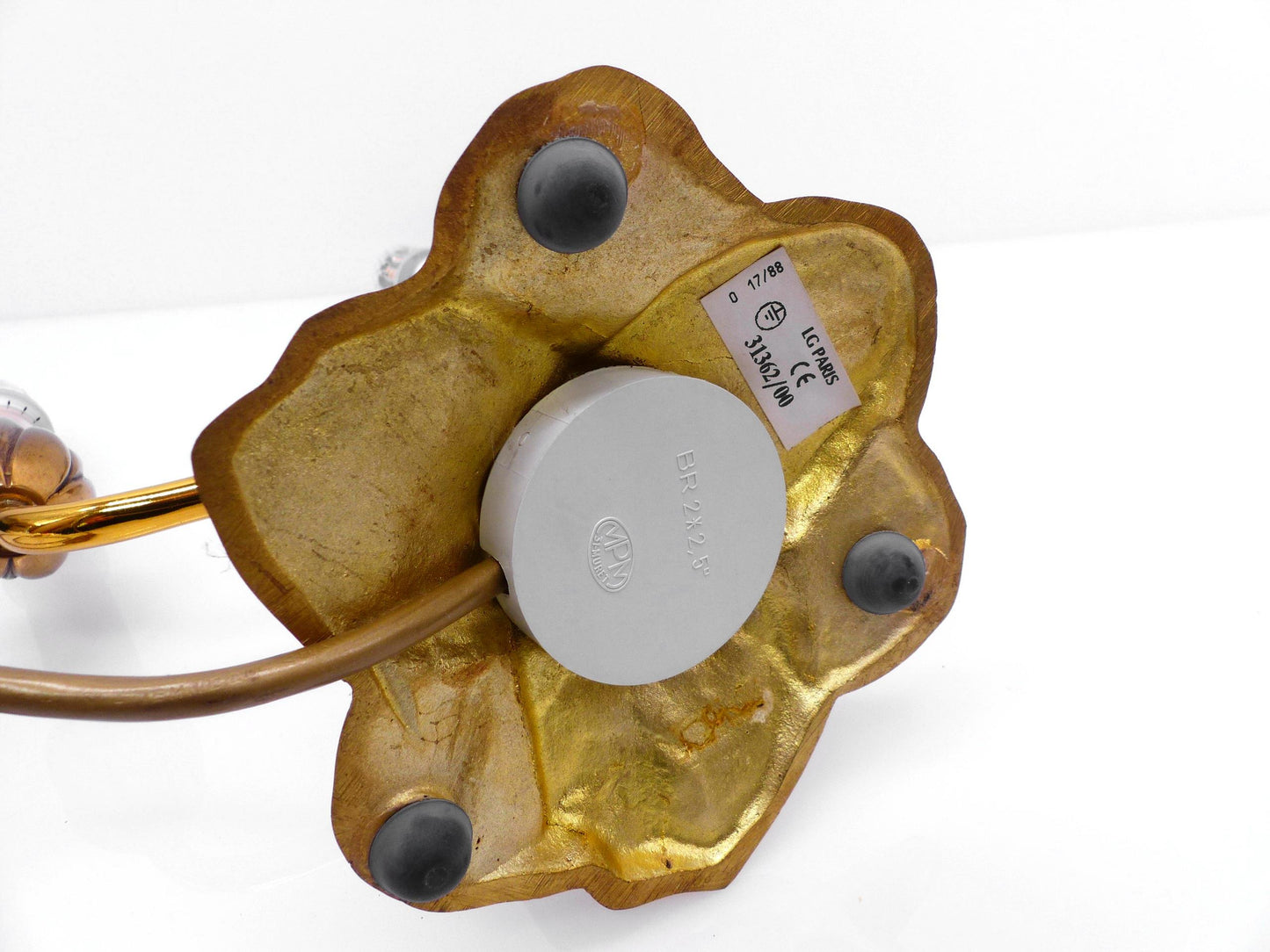 Lampe en bronze nénuphar à deux bras, Lucien Gau, France 1990