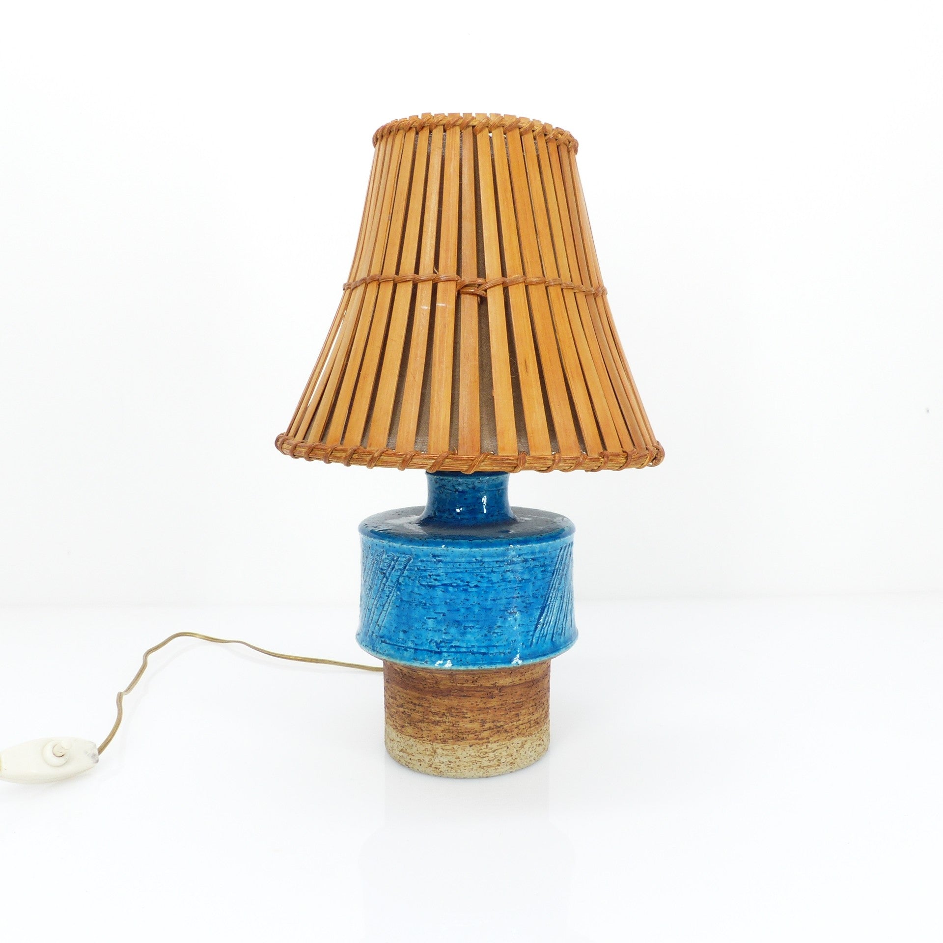 Lampe de table en grès émaillé bleu turquoise, Inger Persson pour Rörstrand, Suède, circa 1960