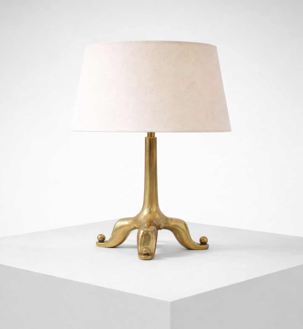 Lampe tripode en bronze massif par Garouste et Bonetti, France circa 1980, base sculpturale 