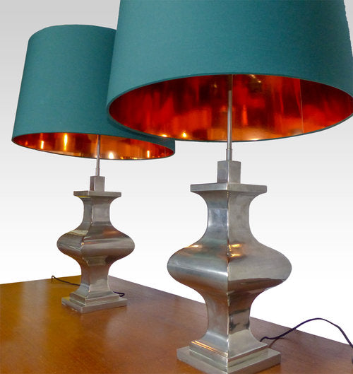 PAIR OF VINTAGE CHROME NEOCLASSIC LAMPS